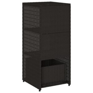 vidaXL Poly Rattan Patio Storage Cabinet - Weather-Resistant Outdoor Organizer with Shelves & Drawer for Cushions, Tools - Black, 19.7"x21.7"x45.3"