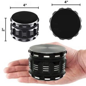 4 Inch herb grinder / 3 layer spice grinder - (9 COLOR OPTIONS) - easily grind your herbs at home with its custom grip design. Black Grinder is Aluminum Allow (Black, 4 Inches)