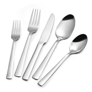 kingstone 40-piece silverware service for 8 - premium stainless steel flatware set, basic silverware set, modern utensils set for everyday use, lightweight cutlery set easy to carry