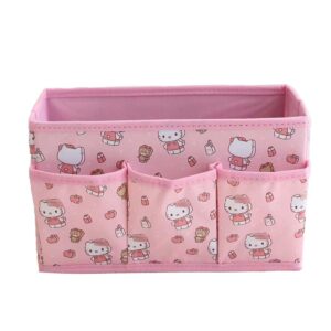 kawaii collapsible storage bin, cute 4 grids storage box makeup holder office desk organizer room decor for lipstick，makeup brush，hair accessories...