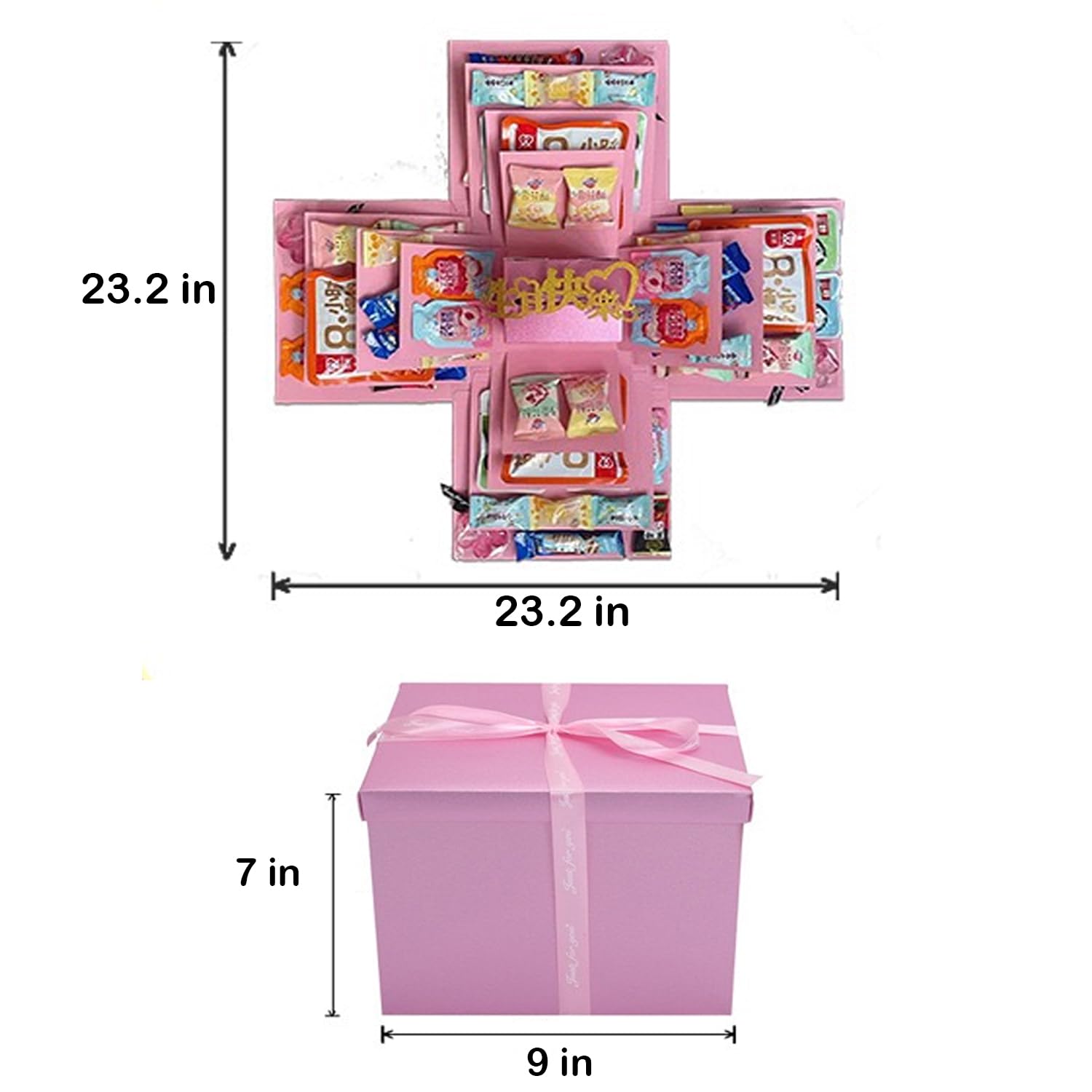 yxmts 5-Layer DIY and creative explosion gift box, gift wrap box. To create a 5-Layer of various gifts by yourself. An ideal, mysterious self-made gift for birthday, Christmas and anniversaries. (Red)