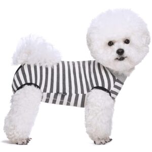 paipeper dog recovery suit after surgery,spay neuter clothes for female dogs,small medium dog shirt,e-collar cone alternative,prevent licking wound dog onesie,pet surgical suit(grey white stripe-l)