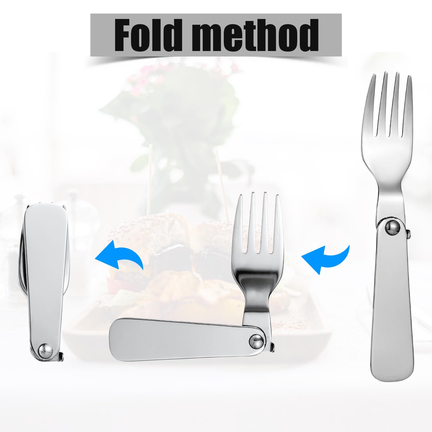 3pcs Folding Forks for Thermos, Stainless Steel Replacement Forks Foldable Travel Camping Forks Portable Small Forks for Thermos Funtainer 10oz Food Jar Thermos Parts Thermos Accessories