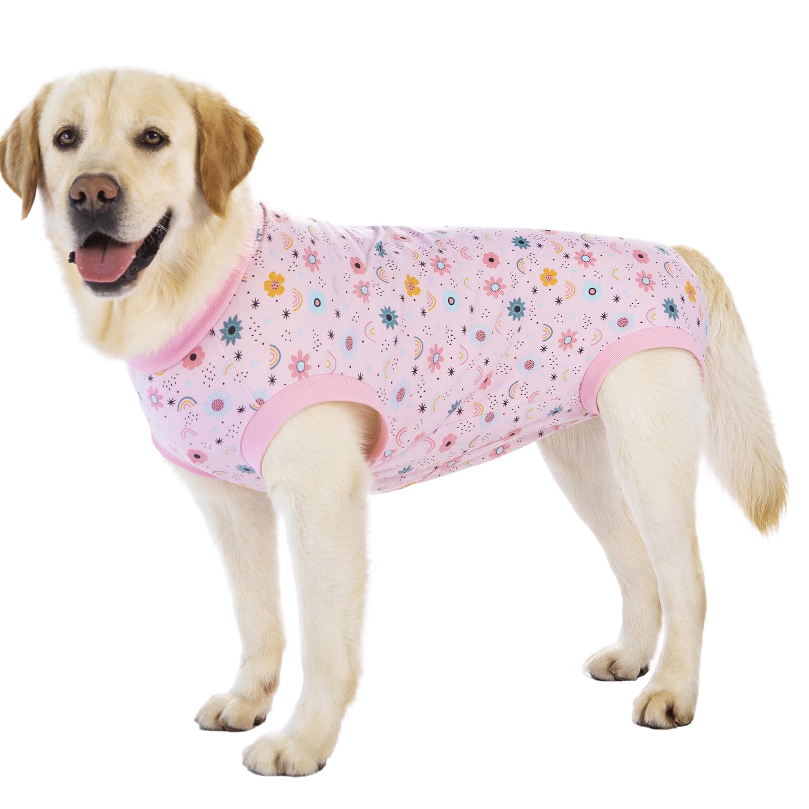 Paipeper Dog Surgery Recovery Suit, Surgical Onesie After Surgery, Dog Shirt Protect Surgical Wound,Abdominal Wounds Protector,Soft Cotton Clothes for Female Male Dog(Pink flowers-4xl)