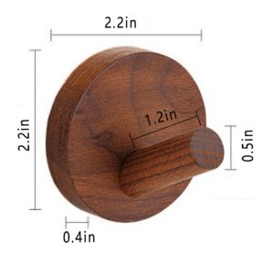 JATYP Adhesive Wooden Coat Hooks Wall Hooks 4 Pack, Seamless Heavy Duty Hooks,Wall Hangers for Hanging Coat Hat Cap Bag Clothes Towels Hanger (Walnut Wood)