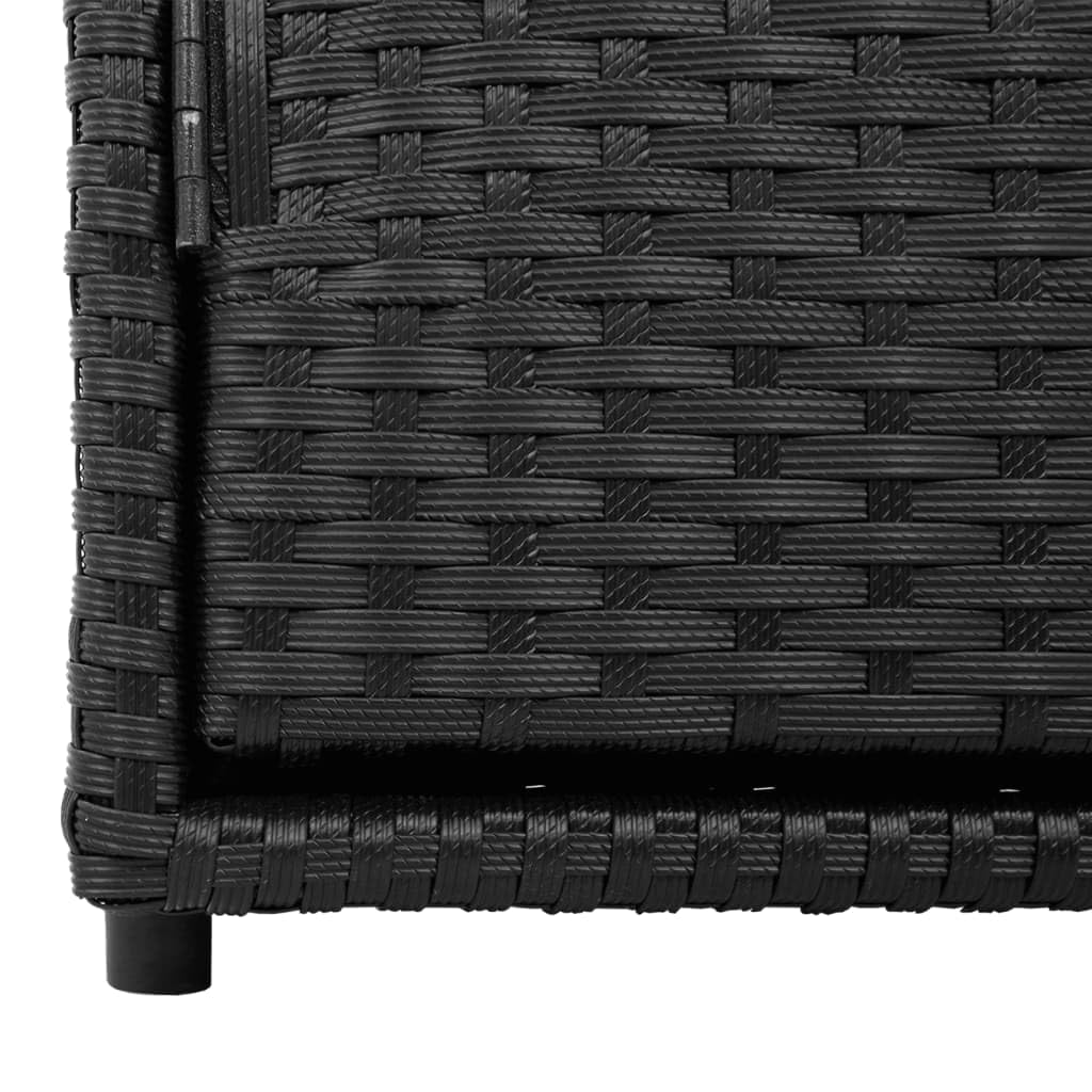 vidaXL Patio Storage Cabinet in Black – Outdoor Poly Rattan Organizer with Robust Steel Frame for Garden, Deck, Poolside – 43.3"x21.7"x23.8"