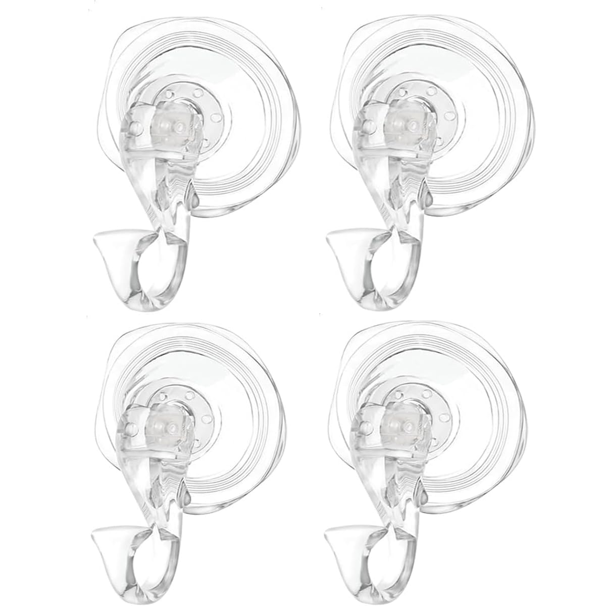 4 Pack Suction Cup Hooks Strong, Max 3lb, Removable Reusable Window Glass Door Transparent Heavy Duty Suction Holder Bathroom Shower Wall Suction Cup Hangers.