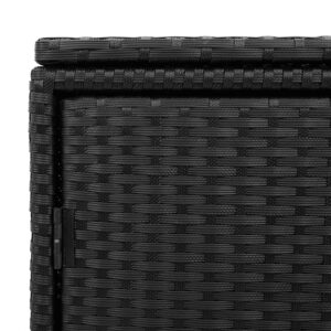 vidaXL Patio Storage Cabinet in Black – Outdoor Poly Rattan Organizer with Robust Steel Frame for Garden, Deck, Poolside – 43.3"x21.7"x23.8"