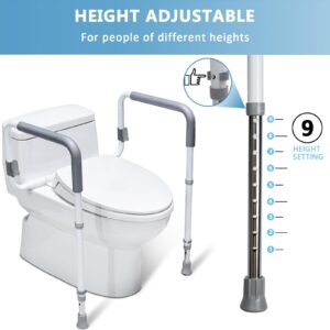 WeHwupe Toilet Safety Rails for Elderly Adults - Adjustable Bathroom Toilet Safety Frame with Handles - Stand Alone Toilet Grab Bar for Senior, Handicap & Disabled,Fits Most Toilets