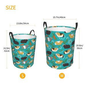 FOISIIAEA Laundry Basket Guinea Pig and Food Oxford Cloth Collapsible Laundry Hamper Storage Basket with Handle for Kitchen Bedroom Living room