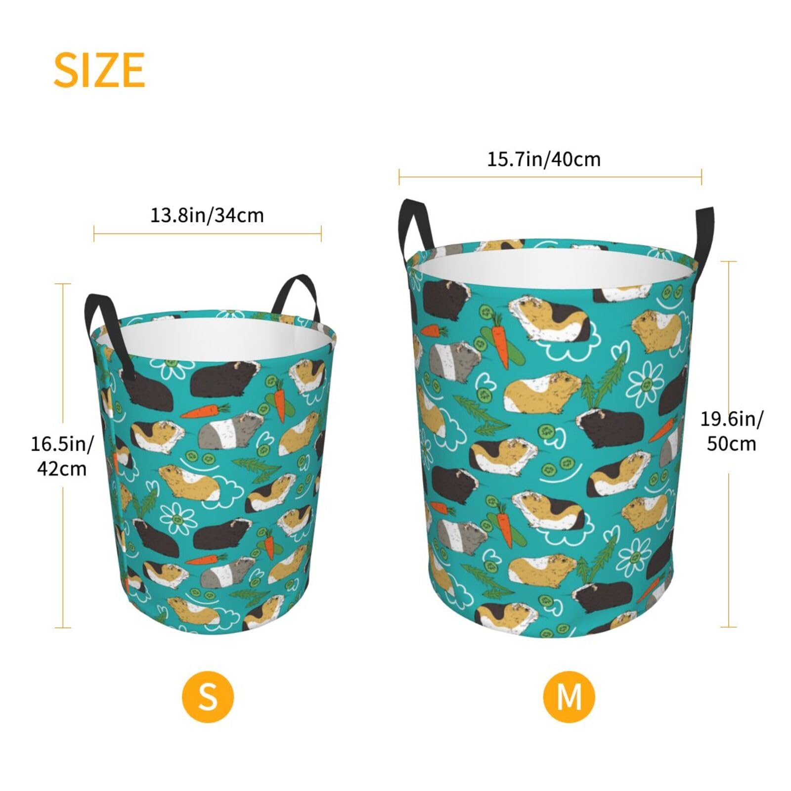 FOISIIAEA Laundry Basket Guinea Pig and Food Oxford Cloth Collapsible Laundry Hamper Storage Basket with Handle for Kitchen Bedroom Living room