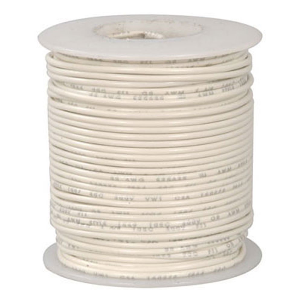 Jameco ValuePro 18 AWG White Stranded Tinned-Copper Hook-Up Wire 100 Feet