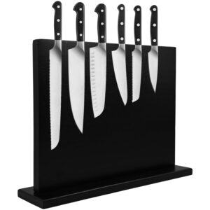 uniharpa black double sided magnetic knife block made of acacia wood with powerful magnet 16x12 inches for kitchen storage