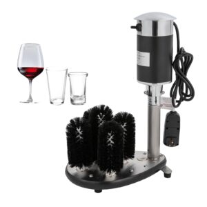 electric commercial glass washer, 5-brush electric submersible glass washer, winery wine glass cleaning machine, perfect for bars and cafes, with 1800rpm no-load speed, 1200 cups/h, black