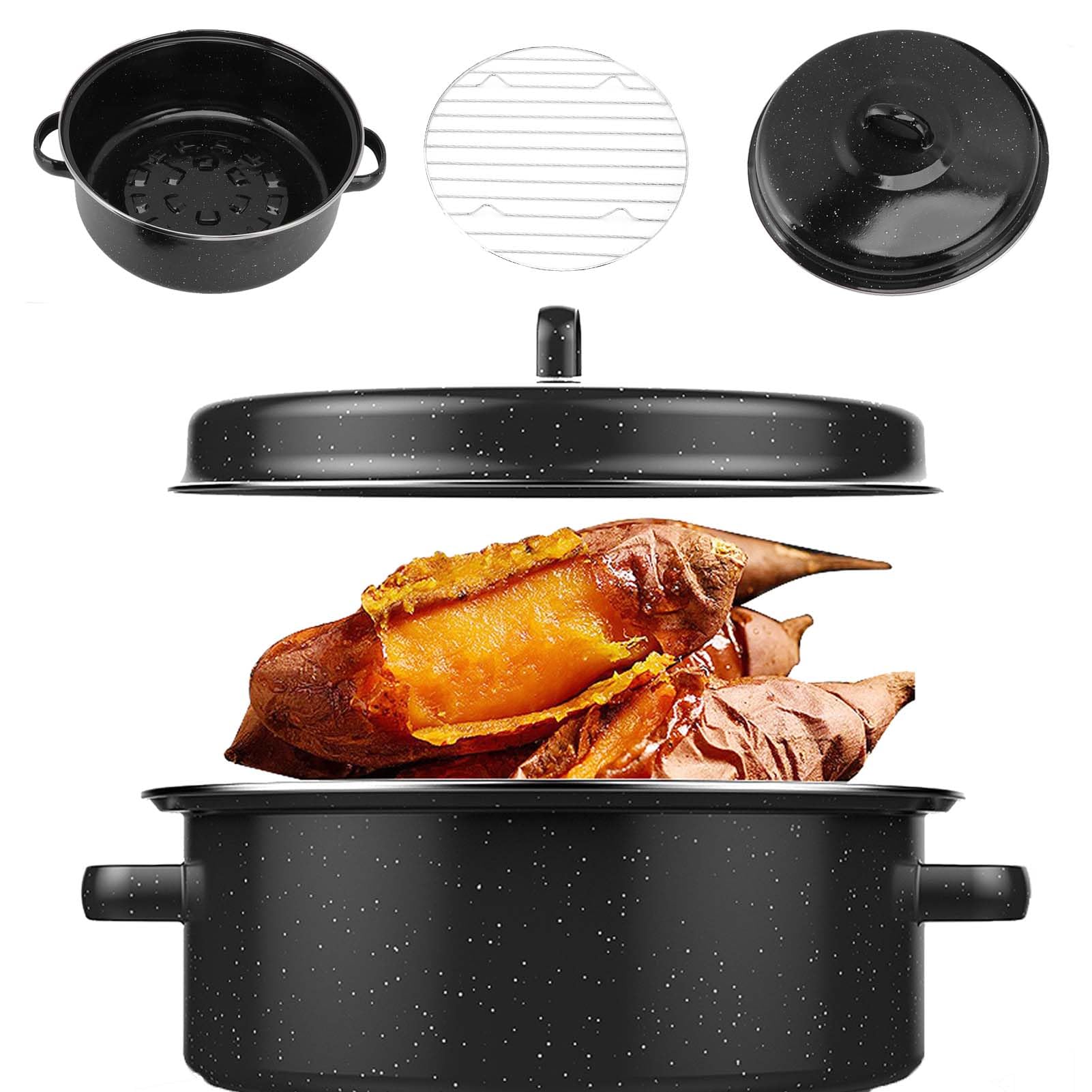 Roast Sweet Potato And Sweet Potato Platter, Portable Korean BBQ grill, Household Korean BBQ Grill, Two Sizes Korean Barbecue Grill Baked Sweet Potato Pot For Family(26CM)