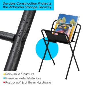 MEEDEN Canvas Art Print Rack: Folding Metal Display and Storage Rack - Portable Art Drying Rack for Poster Stand Canvas Panels Artworks & Artist Galleries - Medium