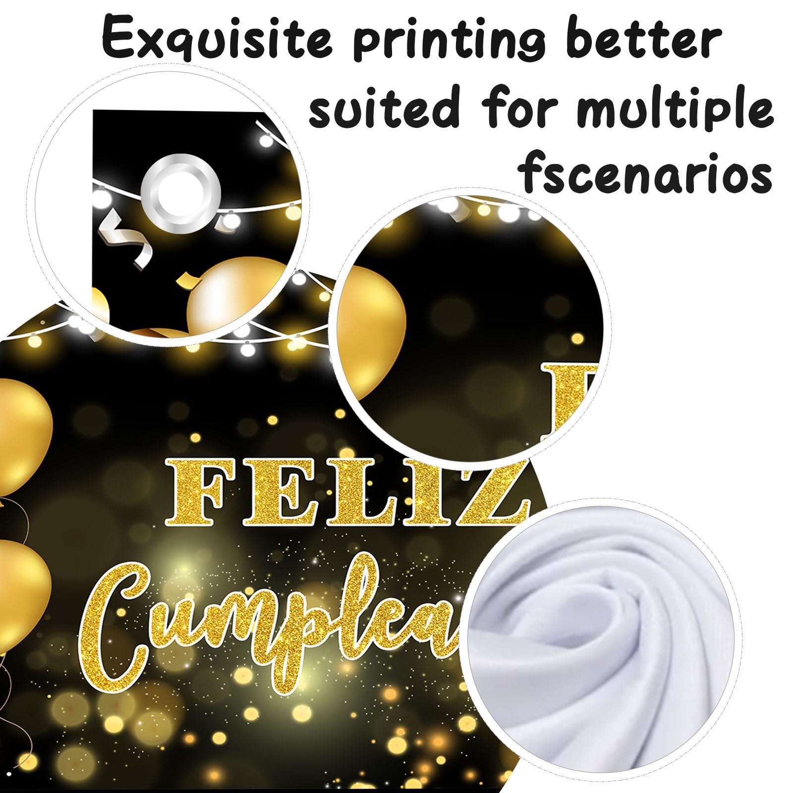 Feliz Cumpleaños Backdrop, Spanish Happy Birthday Photo Background, Mexican Theme Birthday Party Decorations Supplies, 6x4ft