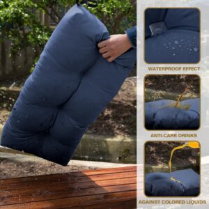 YIJIAN HOME Outdoor Bench Cushion, Blue Shredded Memory Foam, Waterproof Patio Furniture Cushion Fade Resistant Indoor Window Seat Pad 4.5inch Extra Thick with Adjustable Strap 36 x 14 Inch, Indigo