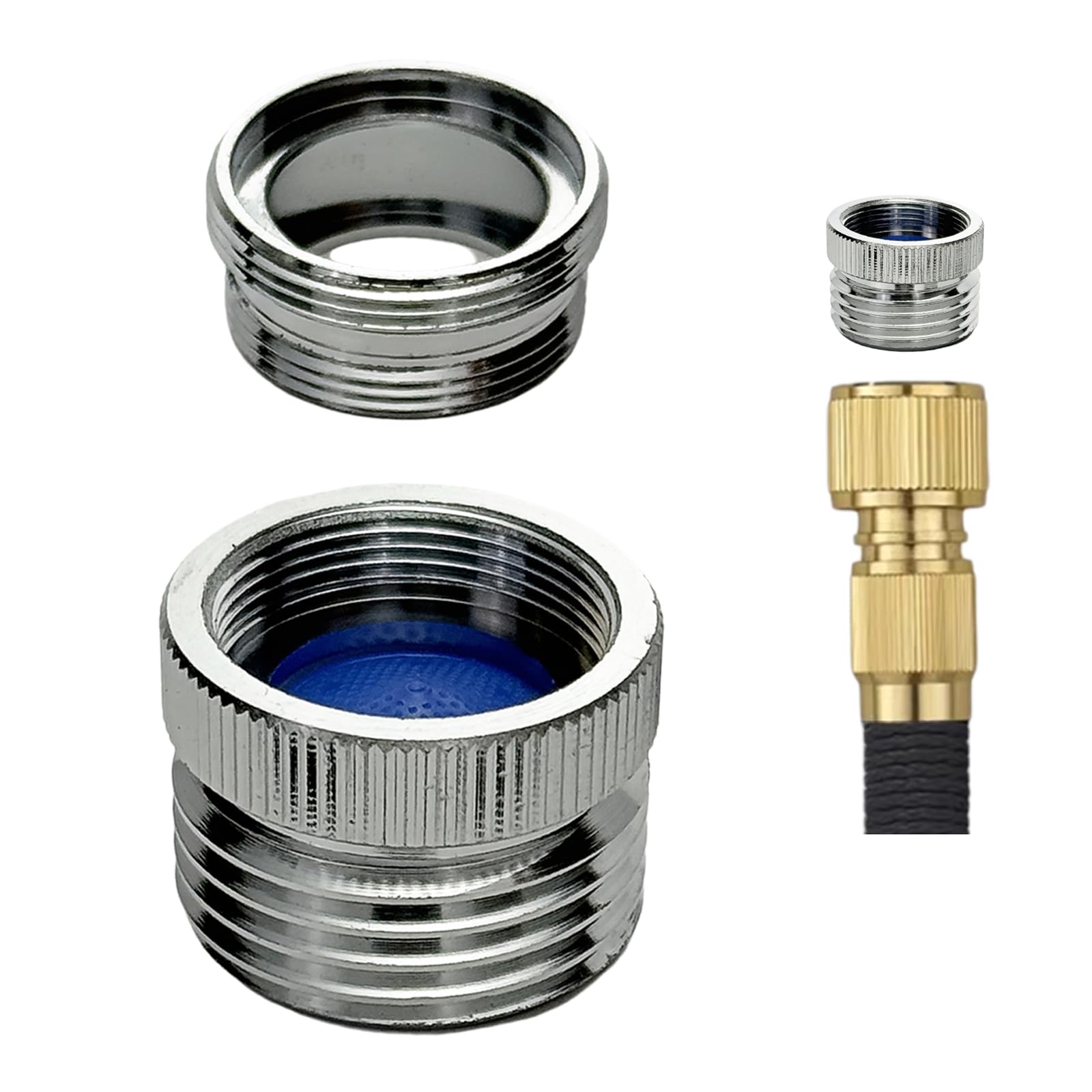 XINTONG - Faucet Adapter with Aerator, Faucet To Garden Hose Adapter, Kitchen and Bathroom Faucet Adapter to Garden Hose, Hose Attachment to Sink with 3/4" GHT Thread, Brass Chrome