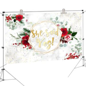 She Said Yes Backdrop, Floral Bridal Shower Bachelorette Party Photography Background Wall Banner, Bride to Be Engagement Just Engaged Party Decorations Supplies, 6x4ft