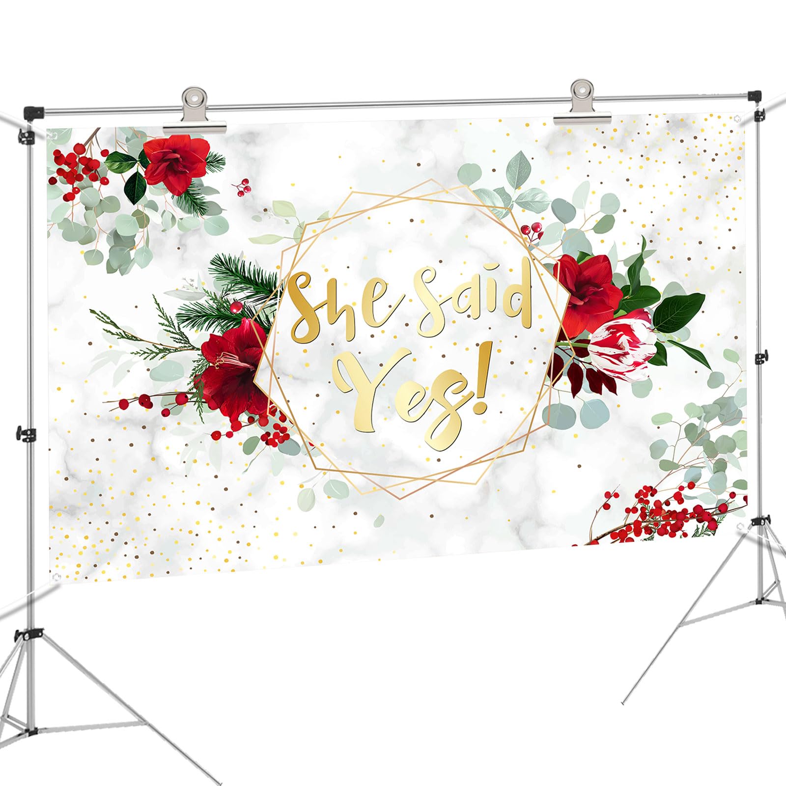 She Said Yes Backdrop, Floral Bridal Shower Bachelorette Party Photography Background Wall Banner, Bride to Be Engagement Just Engaged Party Decorations Supplies, 6x4ft