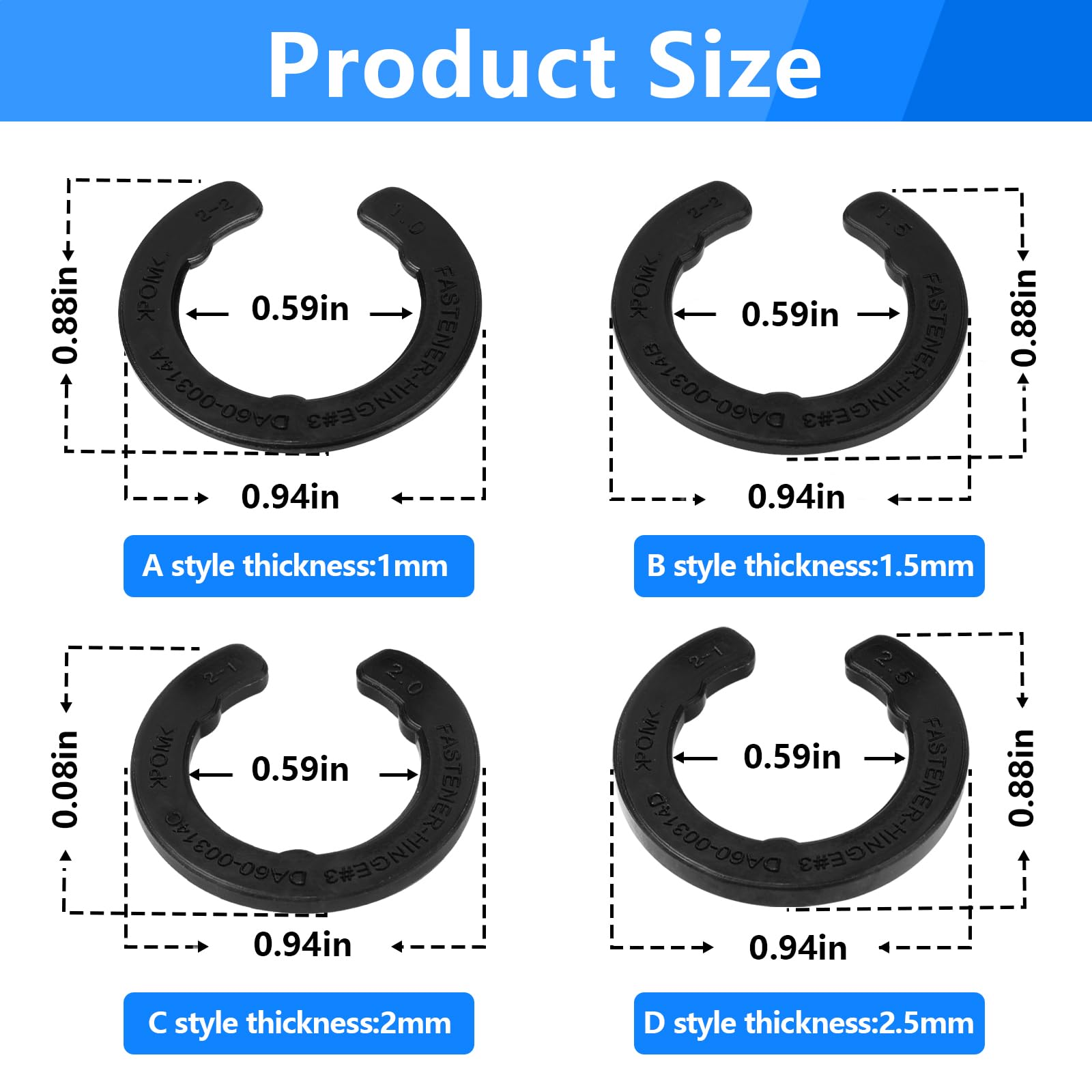 8 Pcs DA99-04158A Hinge Shim Refrigerator Door Height Adjustment Kits, for Samsung 3282540, DA60-00314C, PS6448337 AP5668209 Refrigerator Door Shims Replacement Parts, 4 Different Thickness