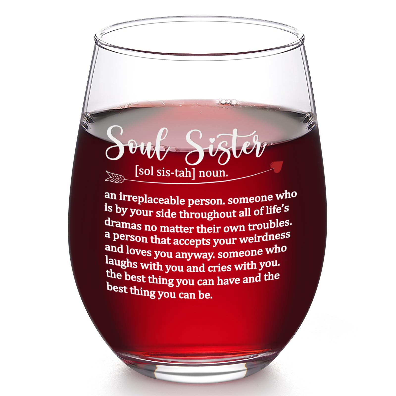 Futtumy 17 Oz Soul Sister Wine Glasses, Soul Sister Gifts for Women, Friend Gifts for Women, Gifts for Sister Best Friends, Friendship Gifts Christmas, Birthday Gifts for Bestie Female Friends BFF