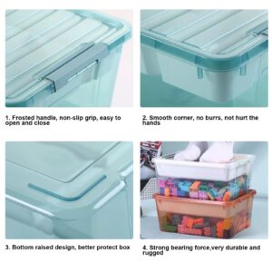 WeiMeet Large Plastic Storage Box with Removable Tray Caddy Clear Art Supply Organizer Playroom Container Organizer Plastic Storage Bin with Lid for Bead Crayon Tool Sewing Supplies(Blue)