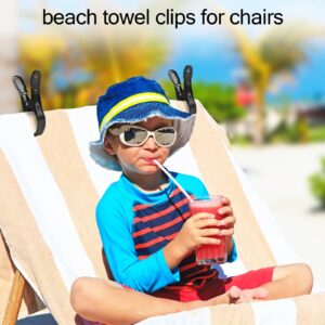 Metal Pool Cover Towel Clips, 10 Pack Large Beach Chair Clips for Towel Cruise, Windproof Heavy Duty Metal Clamps Holders Clothespins for Lounge Chairs Pool Covers Clips Black