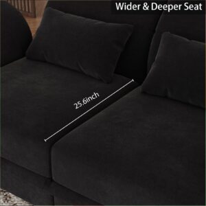 LLappuil Chenille Ottoman Module for Sectional Sofa, Customizable Sectional Couch with Large Storage, Free Combination, Black