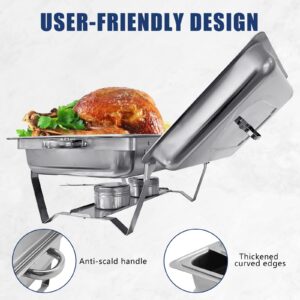 EVGTTI Chafing Dish Buffet Set 8 Pack Stainless Steel, Buffet Servers and Warmers Chafing Servers with Covers Folding Stand Food Warmer for Parties Buffets Catering Banquet Wedding