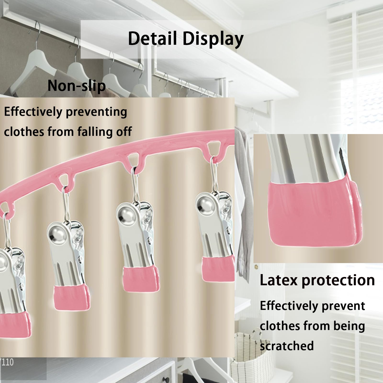 Calonge 2 Pack Pink Legging Organizer for Closet, Metal Yoga Pants Hangers w/10 Clips Holds 20 Leggings Hangers Space Saving Hanging Closet Organizer w/Rubber Coated Closet for Organizers and Storage