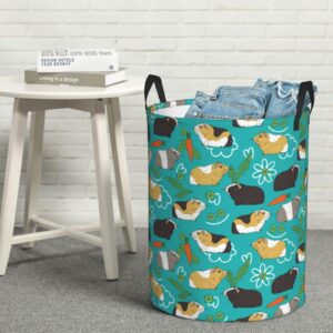 FOISIIAEA Laundry Basket Guinea Pig and Food Oxford Cloth Collapsible Laundry Hamper Storage Basket with Handle for Kitchen Bedroom Living room