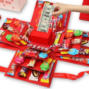 yxmts 5-layer diy and creative explosion gift box, gift wrap box. to create a 5-layer of various gifts by yourself. an ideal, mysterious self-made gift for birthday, christmas and anniversaries. (red)