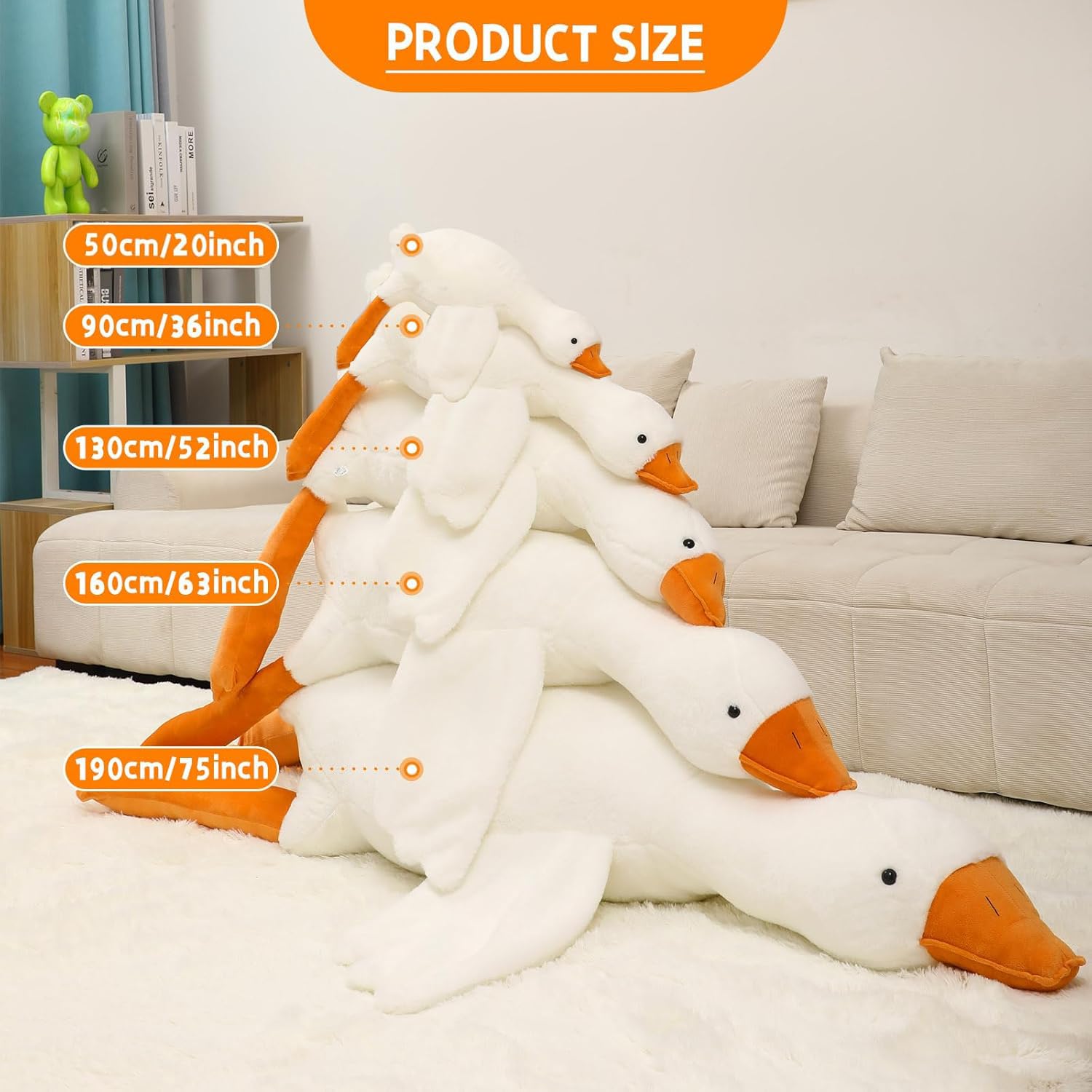 Fovima 36 Inch Goose Stuffed Animal, Duck Plush Giant Goose Plush, Cute Stuffed Animals, White Swan Plushie Hugging Pillow Toy Gift for Girlfriend, Kids or Friend (36 inches)