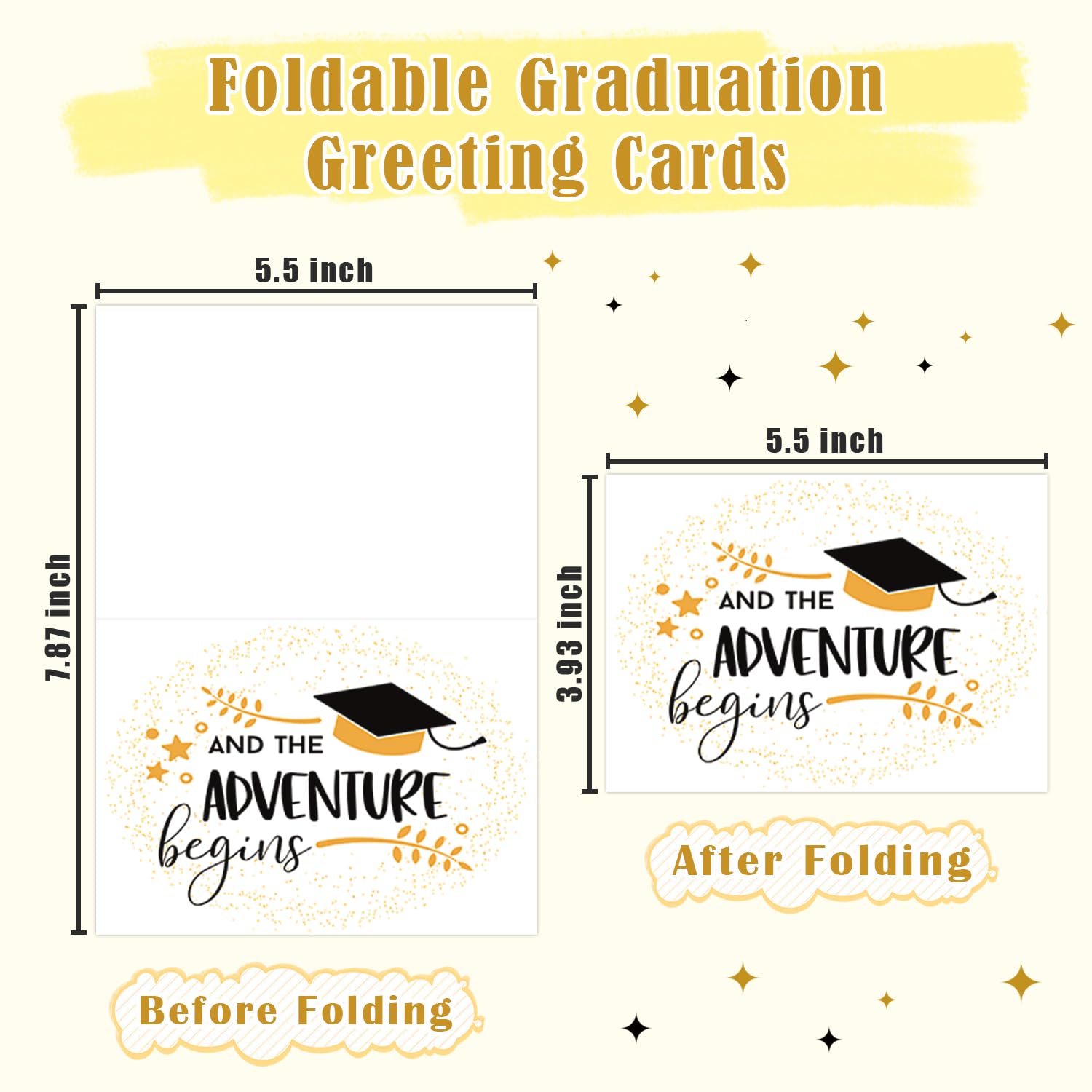 PARTYWIND 75 Pack Bulk Graduation Cards with Envelopes for Class of 2024 Decorations, Graduation Greeting Cards for Congratulations Party Supplies Favors, College/High School/Middle School Cards