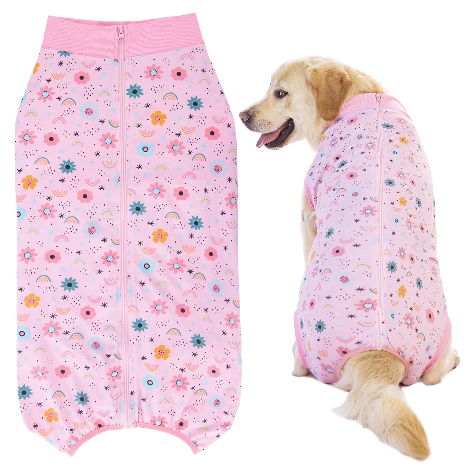 Paipeper Dog Surgery Recovery Suit, Surgical Onesie After Surgery, Dog Shirt Protect Surgical Wound,Abdominal Wounds Protector,Soft Cotton Clothes for Female Male Dog(Pink flowers-4xl)