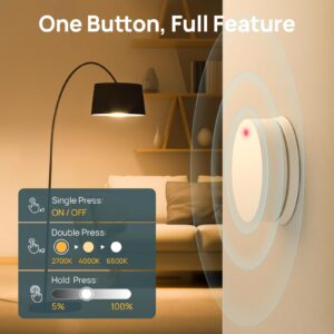 Linkind Smart Button, Bluetooth Light Switch, Exclusive AiDot Smart Bulb, Smart Light Bulbs Dimmer Switch, Remote Button Control, On Off Power Switch, 98FT RF Range, Wire-Free, 1 Pack