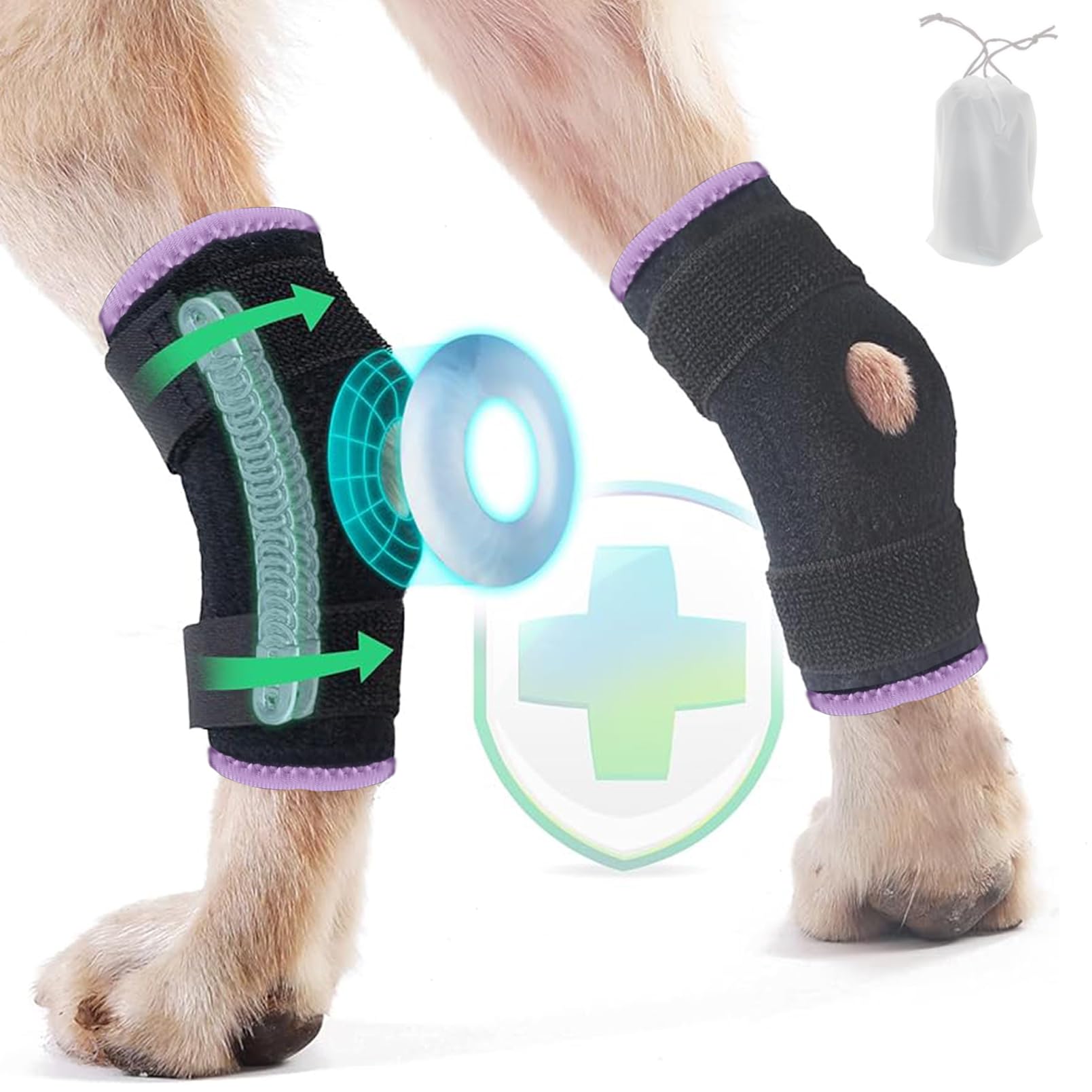 Dog Leg Brace for Back Leg Rear Leg Hock Ankle, Dog Hip Brace for Sprains, Torn Ligaments and Post-Op, Strong Support Help, Lightweight, Promotes Faster Recovery and Reduce Pain, 1 Pair, Medium