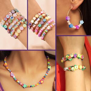 richginker 2300pcs Polymer Clay Beads Bracelet Making Kit Friendship Bracelet Kit Cute Fun Charms Beads for Bracelet Making DIY Arts Crafts Birthday Gifts Toys for Kids Girls