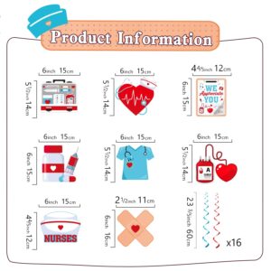 34Pc Nurse Appreciation Decorations, Nurse Party Decorations include Thank You Nurse Banner and 32Pc Happy Nurses Week Decorations Hanging Swirls, Medical Party Decorations for Appreciation Nurse