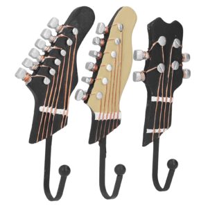 Gavigain 3Pcs Wall Hooks,Decorative 25kg Load Guitar Shape Environmental Resins Wall Hook for Hallway Living Room