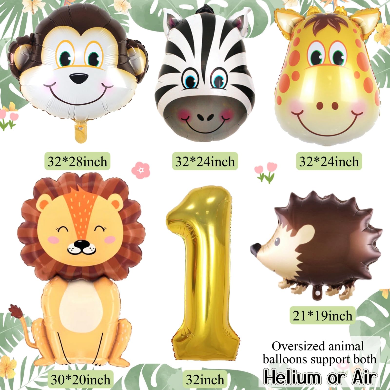 Daidle Wild One Birthday Decorations, 1st Birthday Decorations for Boy or Girl, First Birthday Decorations, 1st Birthday Photo Banner, Balloon Box, Jungle Theme Safari Birthday Decorations Boys Girls