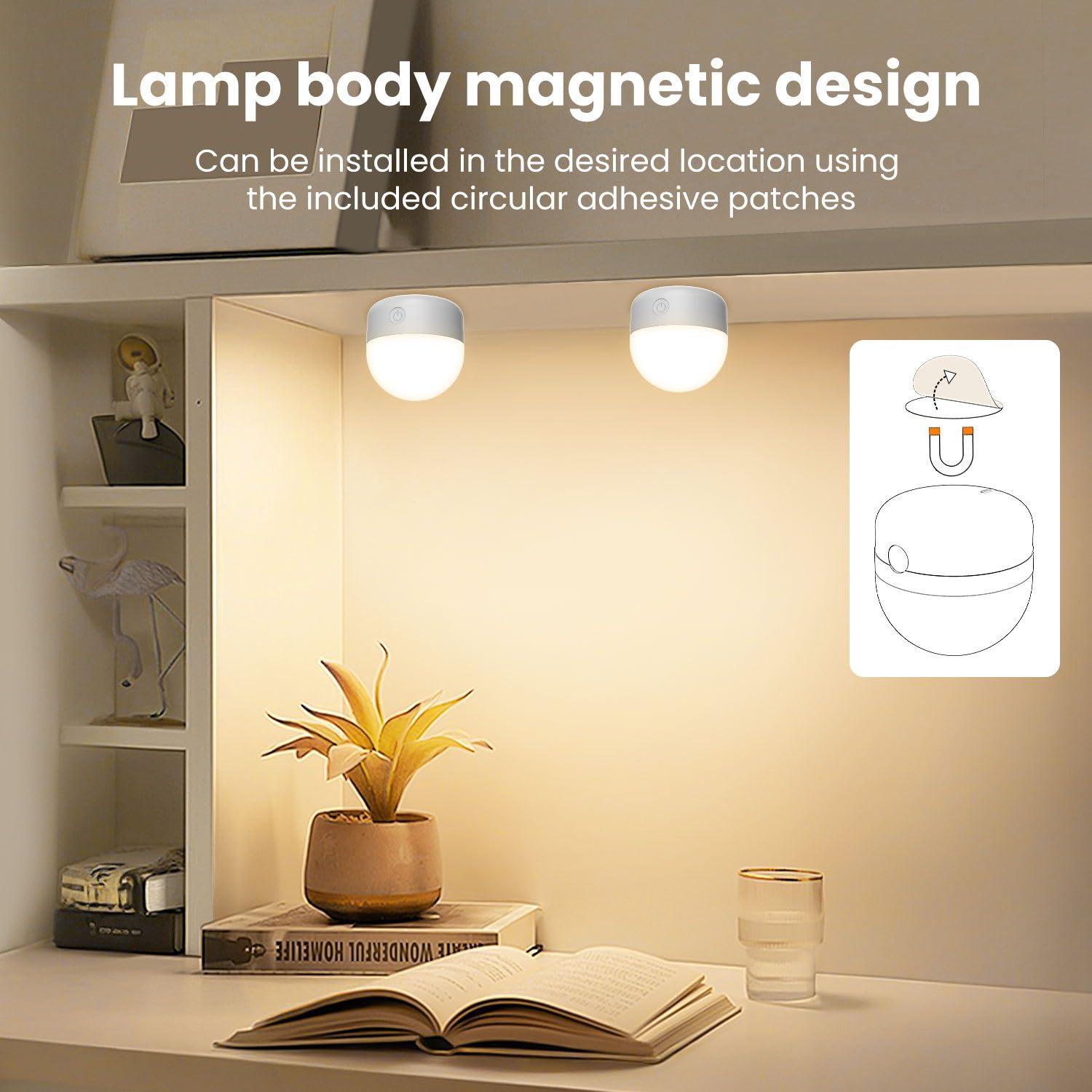 LGMCF Rechargeable Light Bulbs with Remote Control Timer and 3 Color Temperature Options,Rechargeable Wall Sconce Puck Lights Battery Operated with Remote (E26, 2)