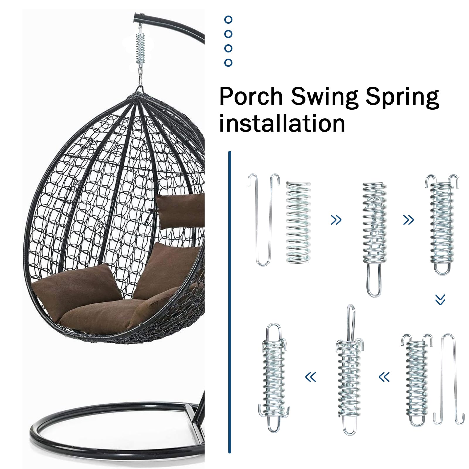 Porch Swing Springs for Hammock Chair, Heavy Duty, 300 LBS, Outdoor & Indoor (2 Pack)