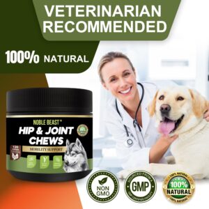 Noble Beast Dog Joint Supplement - Hip and Joint Care for Dogs - All Natural - Soft Chews with Glucosamine, Chondroitin, MSM & Hemp for Dog Joint Relief - Chicken Flavor – 120 Count