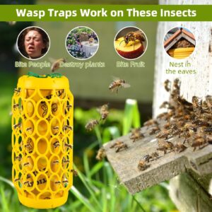 Sticky Fly Traps Outdoor Hanging,Fruit Fly Traps for Indoors,Wasp Trap Bee Traps Catcher,Yellow Jacket Trap,Flying Insect Trap,2 Pack Wasp Deterrent Killer Fly Insect Catcher with 4 Sticky Boards