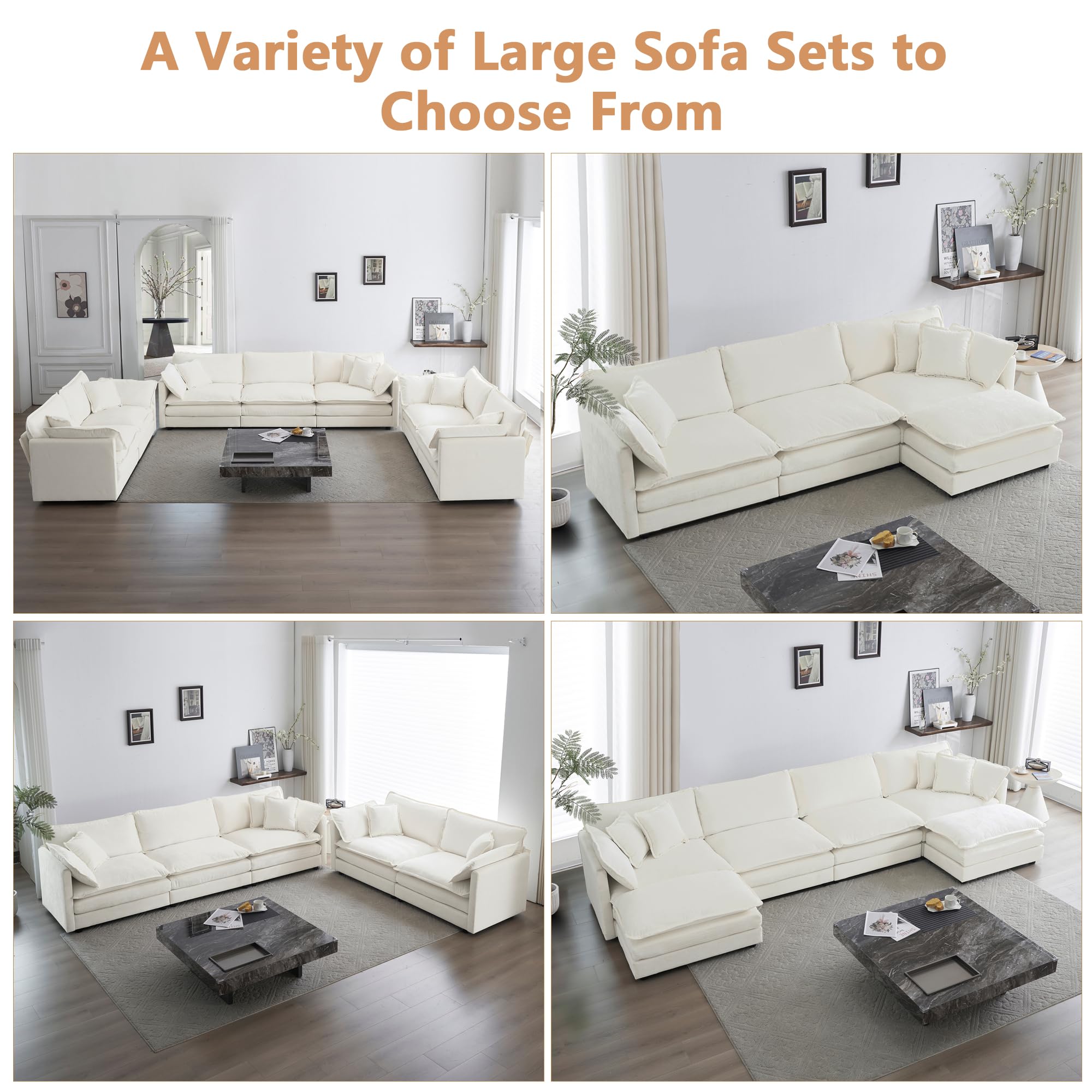 mikibama Luxury Loveseat Sofa Couch, 76" Modern Chenille Deep 2-Seater Cloud Couch with 2 Armrest Pillows and 2 Toss Pillows, Love Seat for Living Room Bedroom Office Apartment, Beige