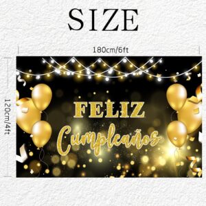 Feliz Cumpleaños Backdrop, Spanish Happy Birthday Photo Background, Mexican Theme Birthday Party Decorations Supplies, 6x4ft