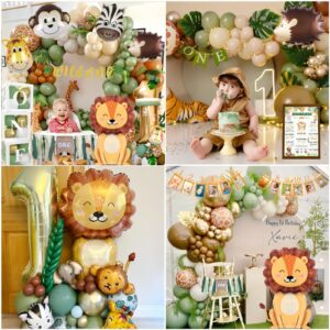 Daidle Wild One Birthday Decorations, 1st Birthday Decorations for Boy or Girl, First Birthday Decorations, 1st Birthday Photo Banner, Balloon Box, Jungle Theme Safari Birthday Decorations Boys Girls